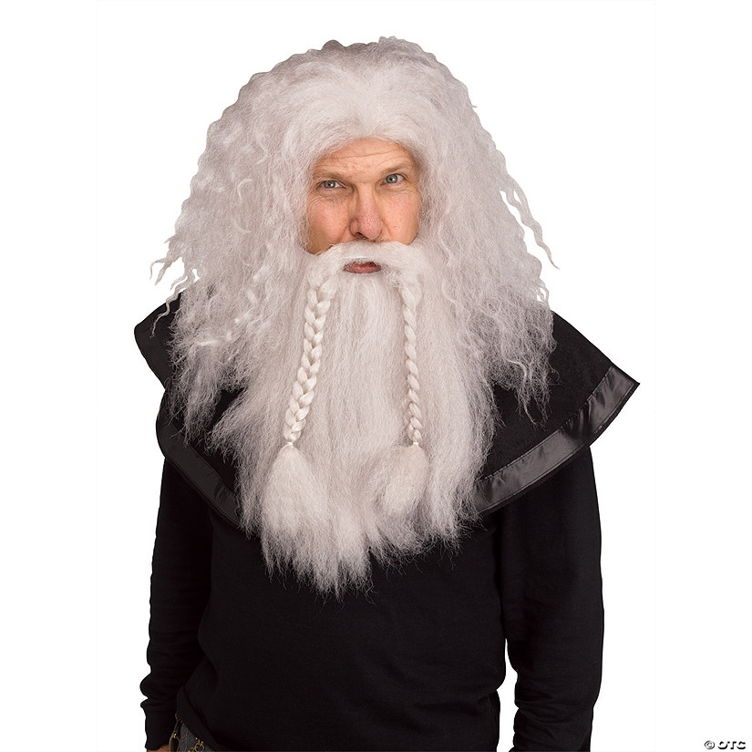 Men's Gray Viking Wig & Beard Image