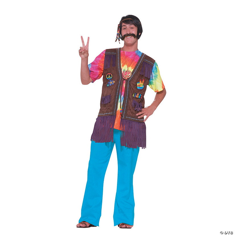 Men's Hippie Peace Vest - Standard Image