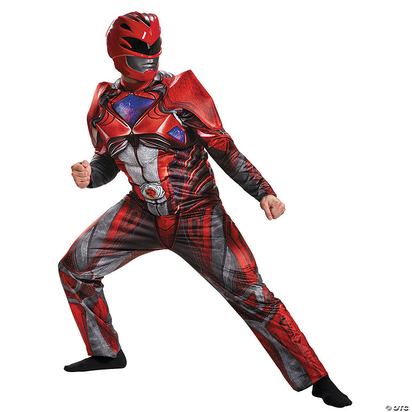 Men's Muscle Red Ranger Costume for Men - Small Image