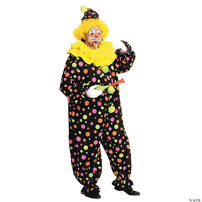 Men's Neon Dotted Clown Costume Image