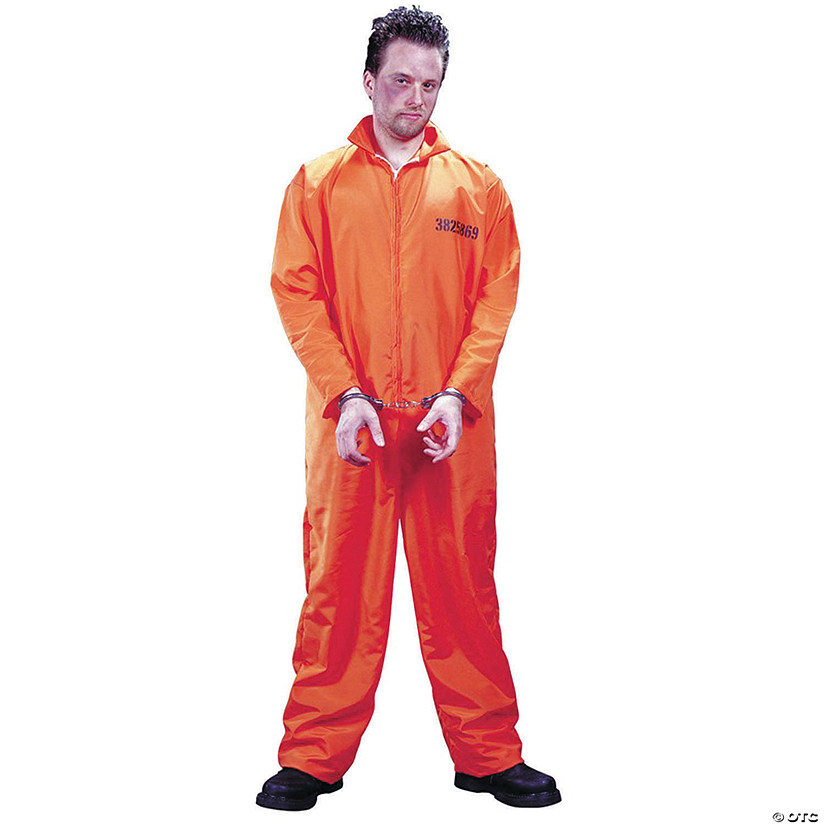 Men's Orange Jumpsuit Got Busted Prison Costume Image