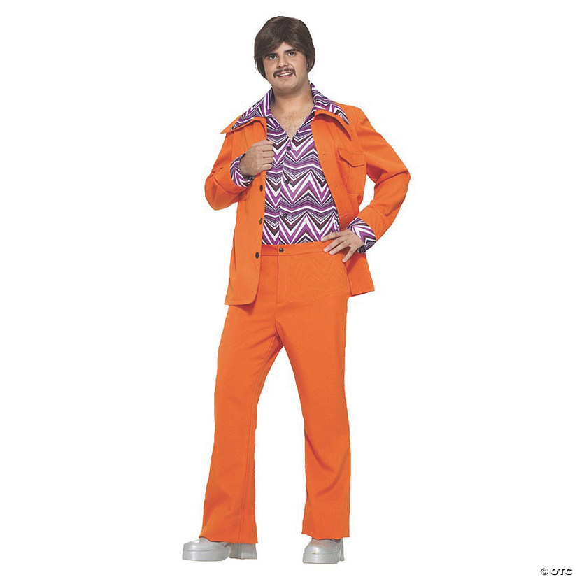Men's Orange Leisure Suit 70s Costume - Standard Image