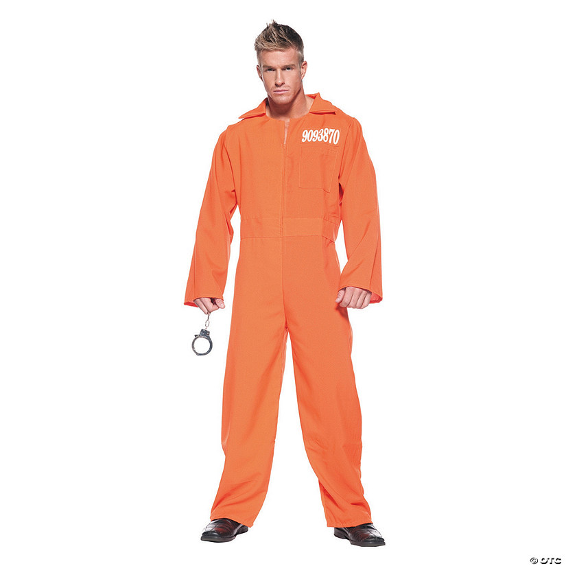 Men's Orange Prison Jumpsuit Costume Image