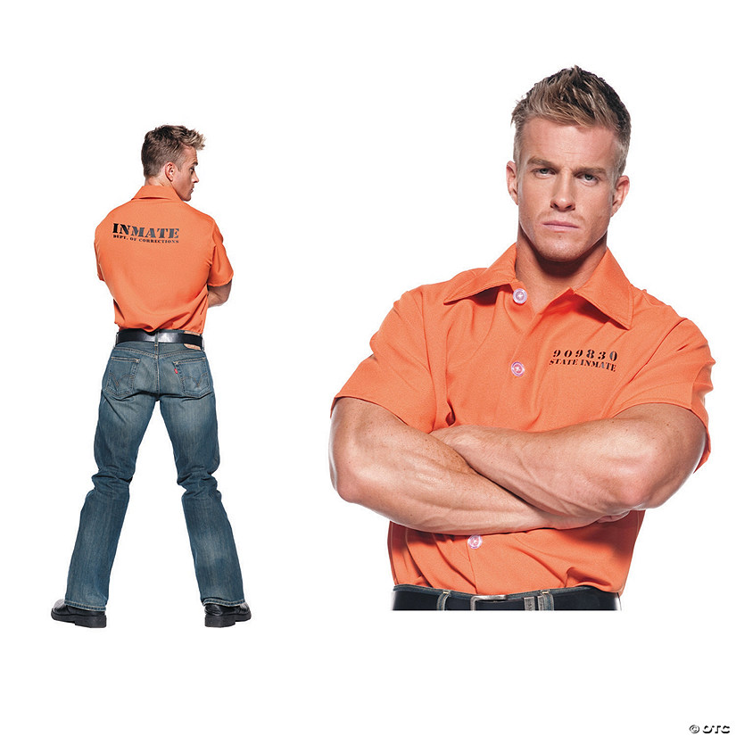Men's Orange Prisoner Shirt Costume - Standard Image