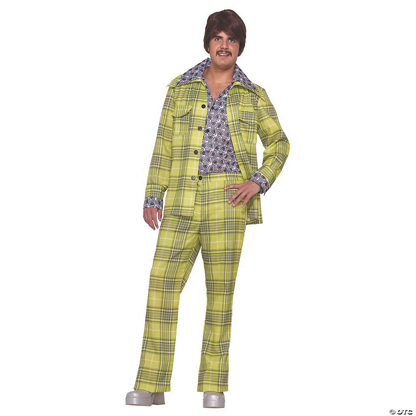 Men's Plaid Leisure Suit 70s Costume - Standard Image