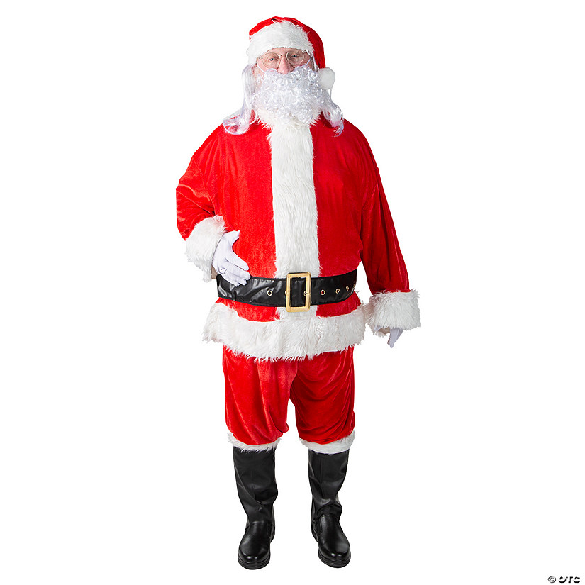 Men's Plus Size Complete Velour Santa Suit Costume Image