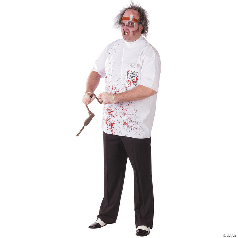 Men's Plus Size Dr. Killer Driller Dentist Costume Image