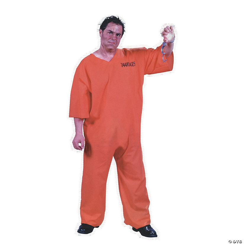 Men's Plus Size Got Busted Prison Costume Image