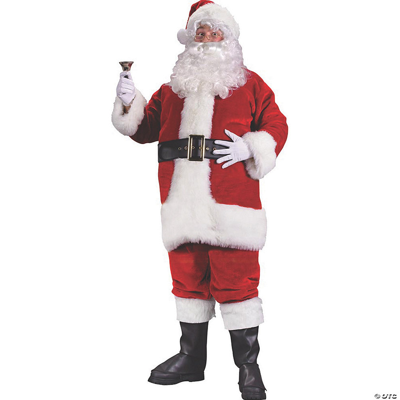 Men's Plus Size Premium Plush Red Santa Suit Image