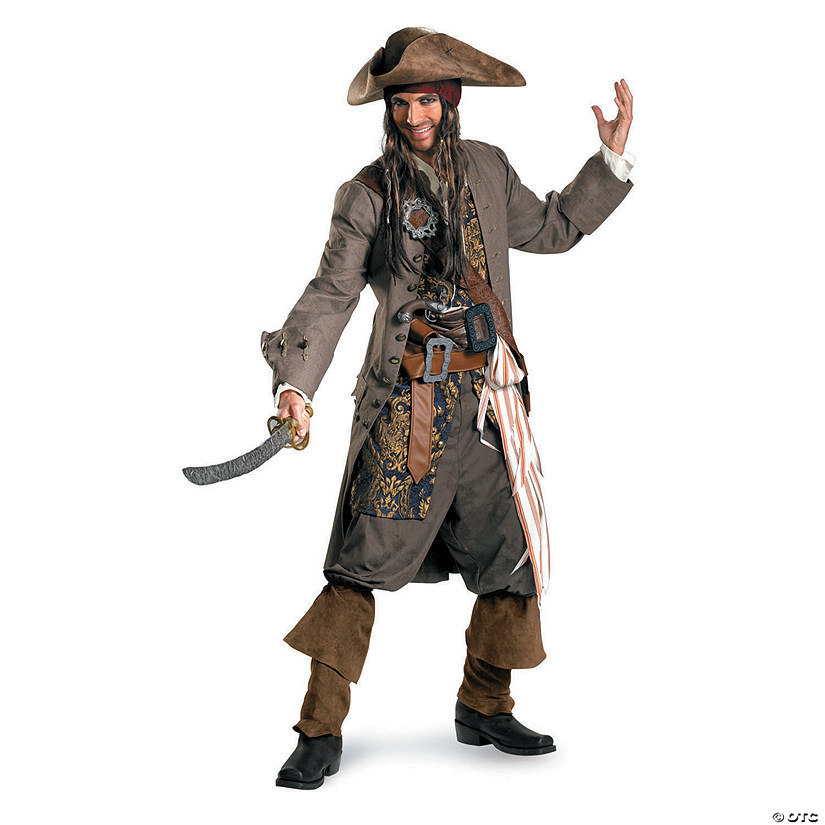 Men's Plus Size Rental Quality Pirates of the Caribbean Jack Sparrow Costume Image