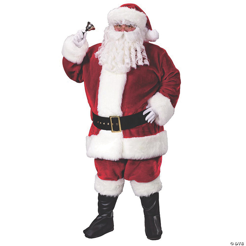 Men's Plush Crimson Santa Suit Costume Image