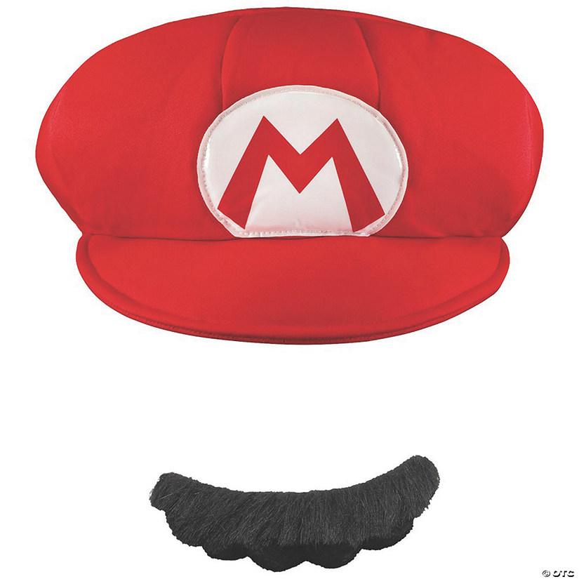 Men's Super Mario Bros.&#8482; Red Mario Hat & Mustache Image