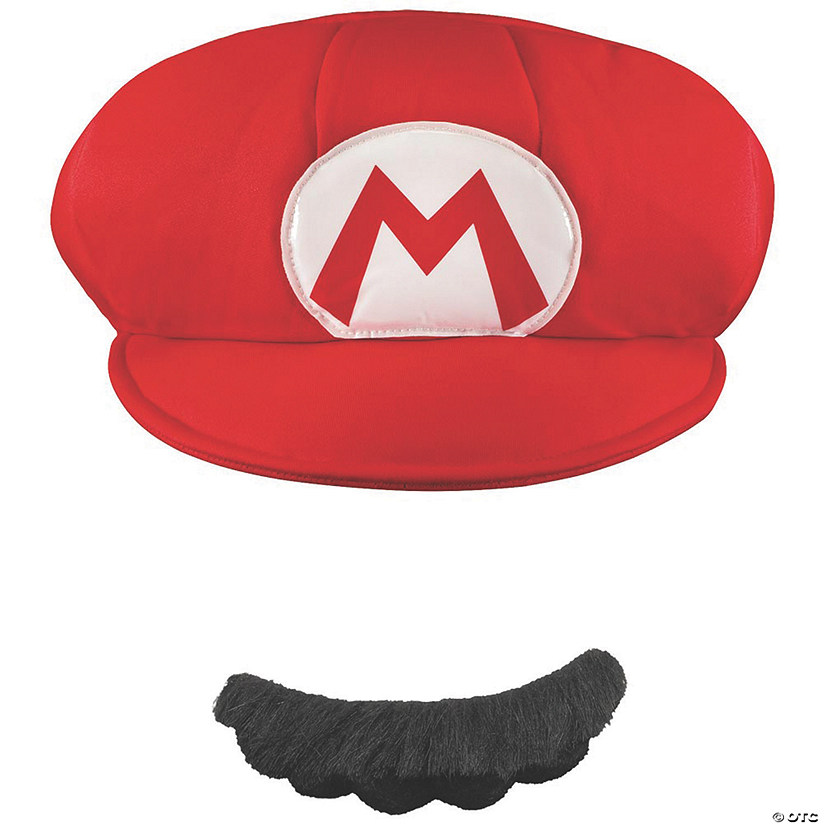Men's Super Mario Bros.&amp;#8482; Red Mario Hat &amp; Mustache Image