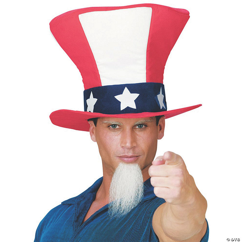 Men's Uncle Sam Hat with Beard Costume Image