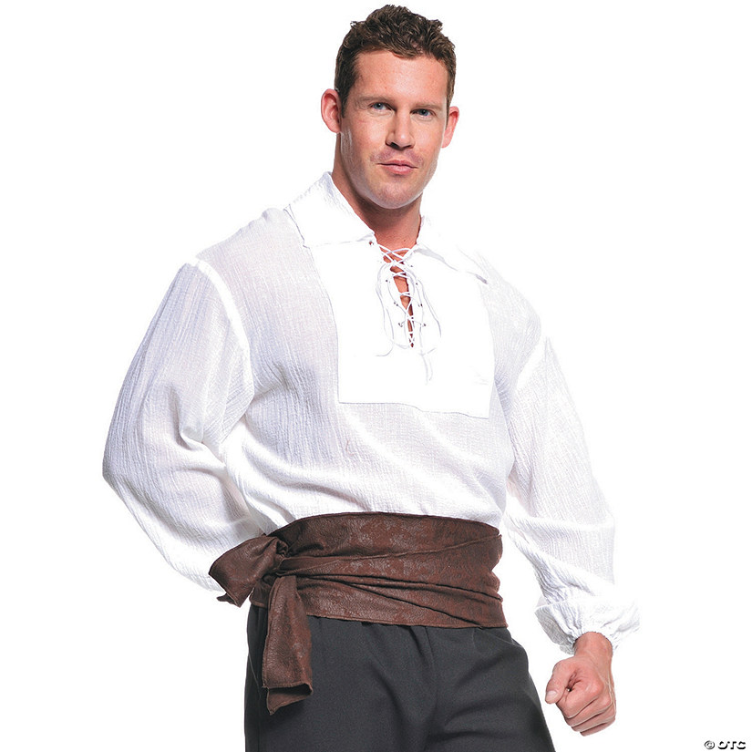 Men's White Pirate Shirt Costume - Standard Image