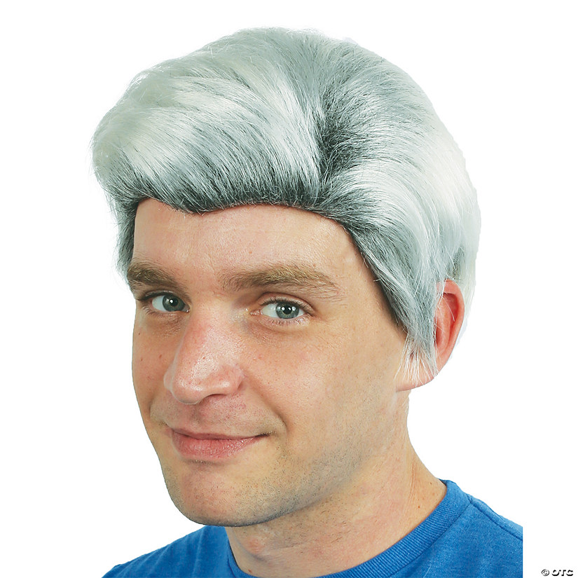 Men's White with Black Roots Wig Image