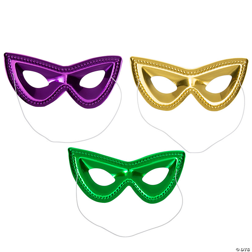 Metallic Mardi Gras Masquerade Plastic Masks - 24 Pc. Image