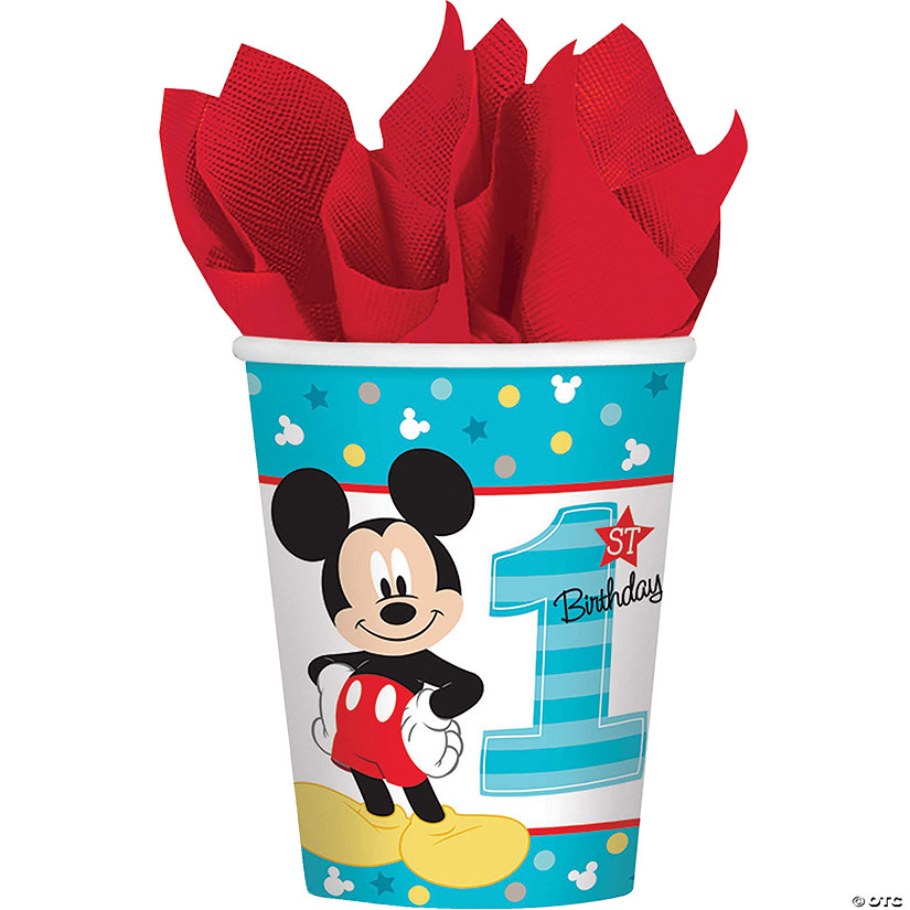 Mickey Mouse 1st Birthday Cups 9oz Image