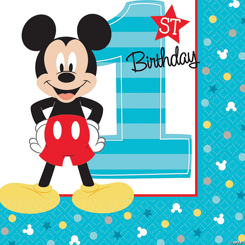 Mickey Mouse 1st Birthday Napkins Image