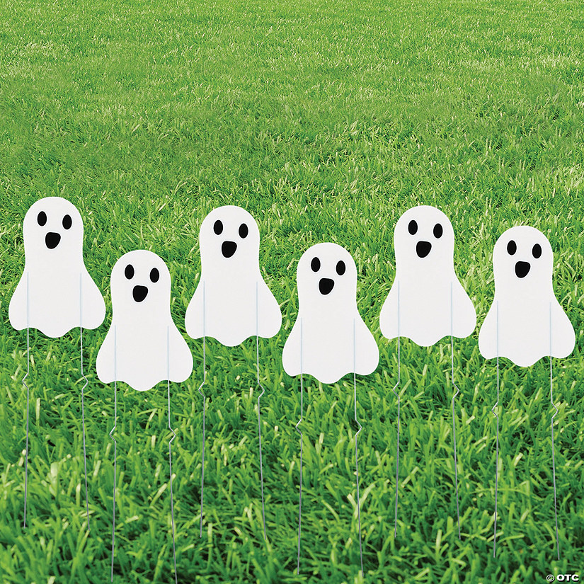 Mini Ghost Sidewalk Sign Halloween Decorations - 6 Pc. Image
