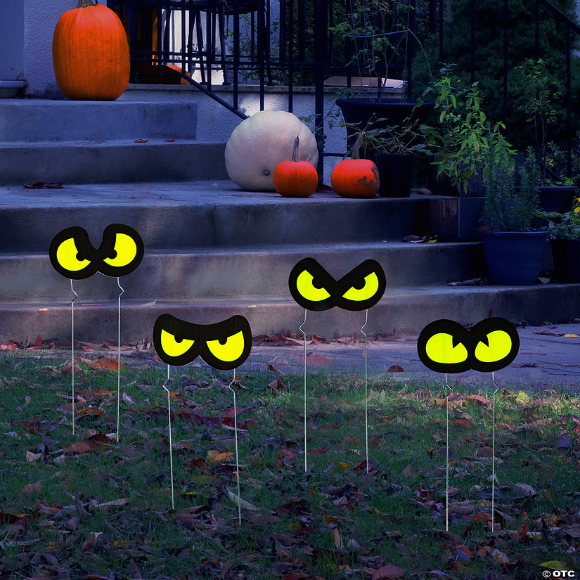Mini Halloween Glow-in-the-Dark Eyes Yard Signs - 12 Pc. Image