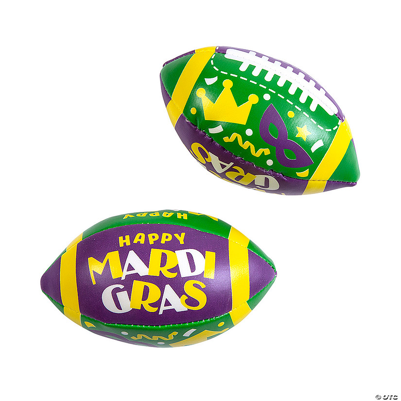 Mini Mardi Gras Footballs - 12 Pc. Image