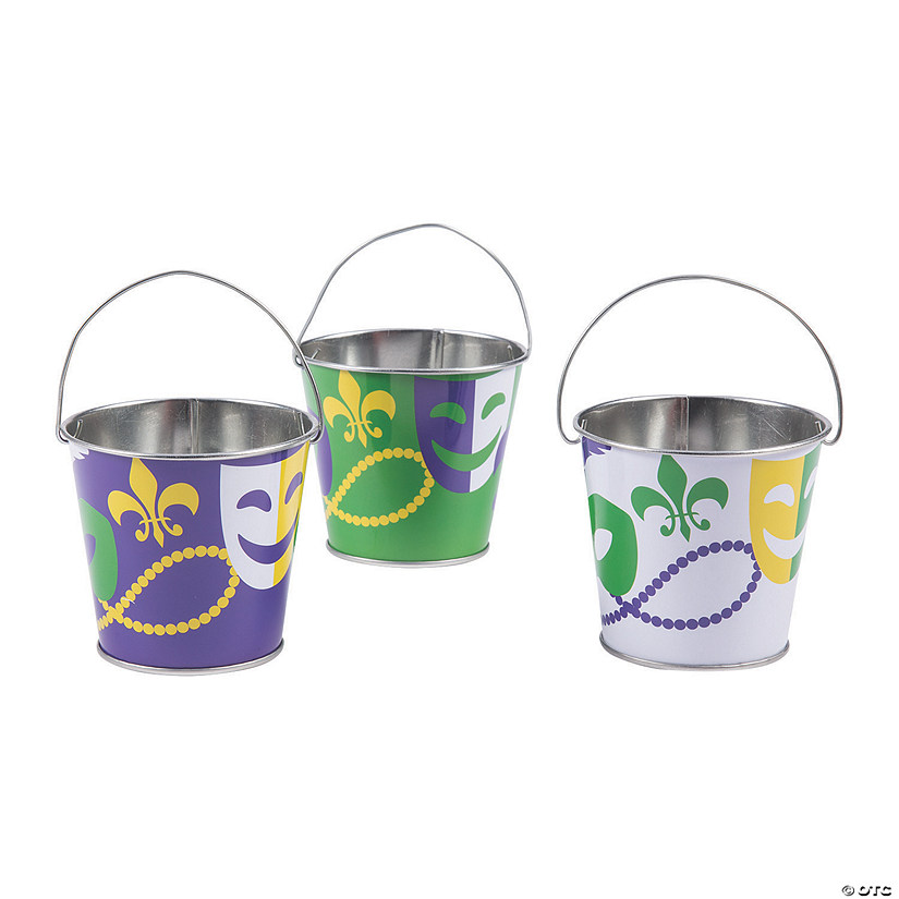 Mini Mardi Gras Pails - 12 Pc. Image