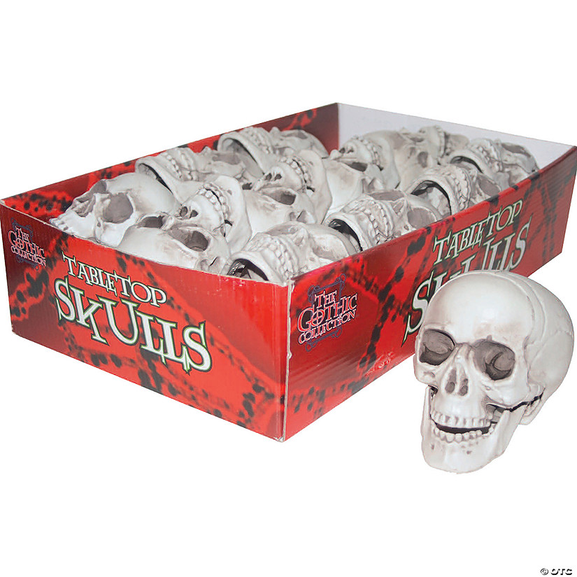 Mini Tabletop Plastic 4-Inch Skull With Moving Jaw Halloween Decoration Image