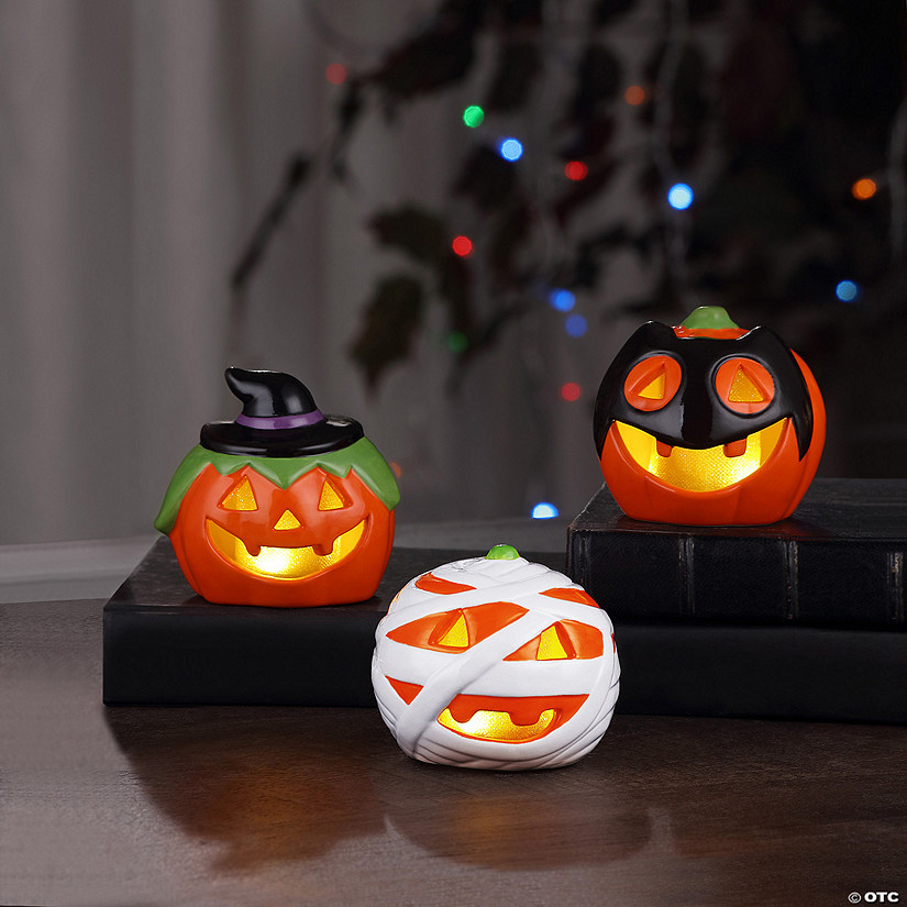 Mr. Halloween Illuminated Pumpkin Halloween Decorations - 3 Pc. Image