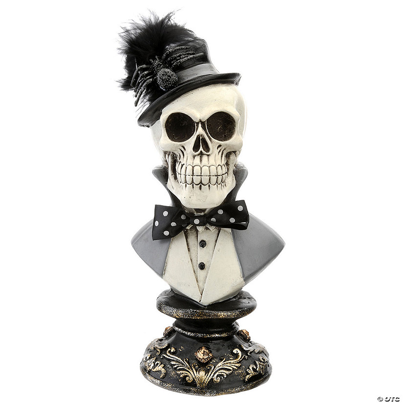 National Tree Company 10 in. Dapper Skull Bust Image