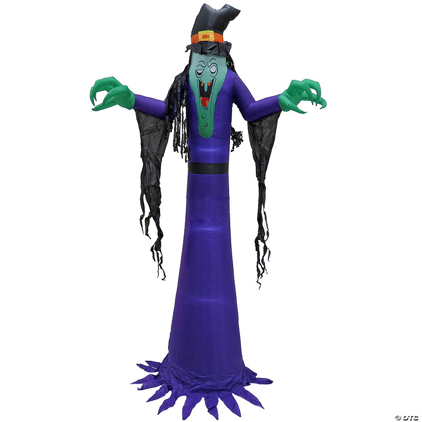 National Tree Company 12 ft Inflatable Halloween  Witch, 4 White LED Lights- UL Image