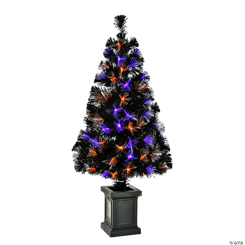 National Tree Company 48 in. Halloween Black Fiber Optic Entrance Tree Image