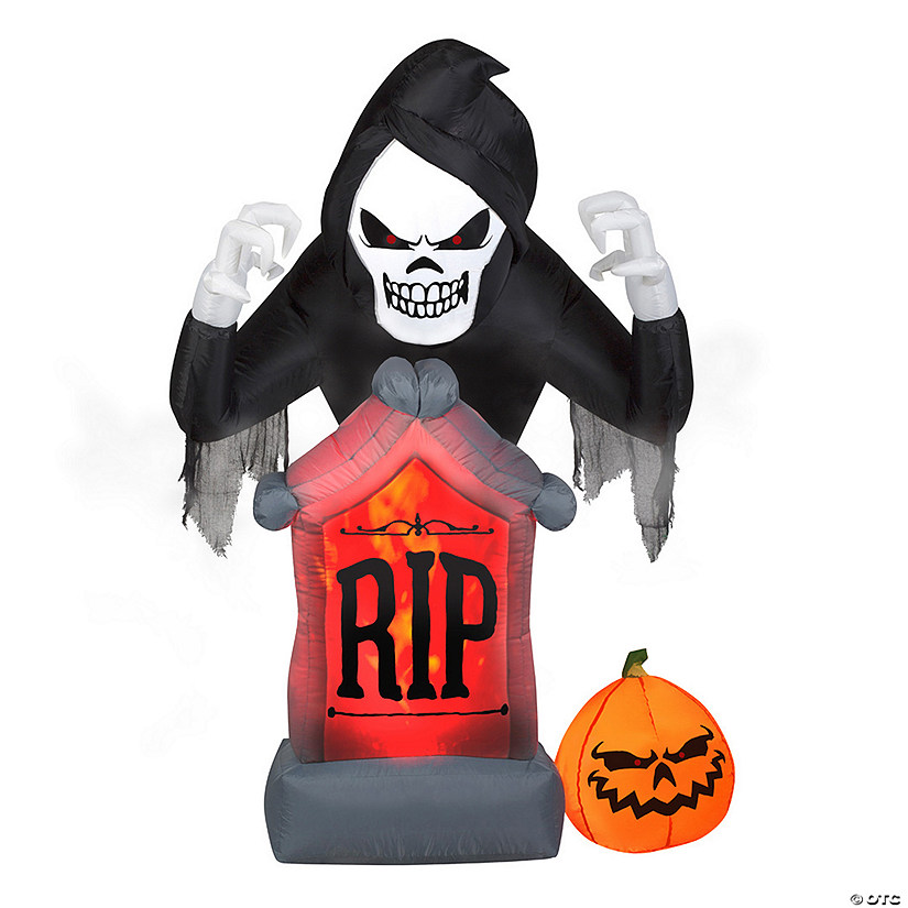 National Tree Company 6 ft. Halloween Inflatable Grim Reaper with LED Lights Image