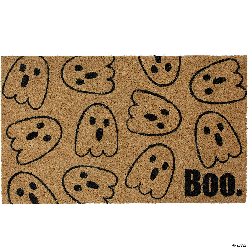Natural Coir Boo with Ghosts Halloween Doormat 18&quot; Proper 30&quot; Image
