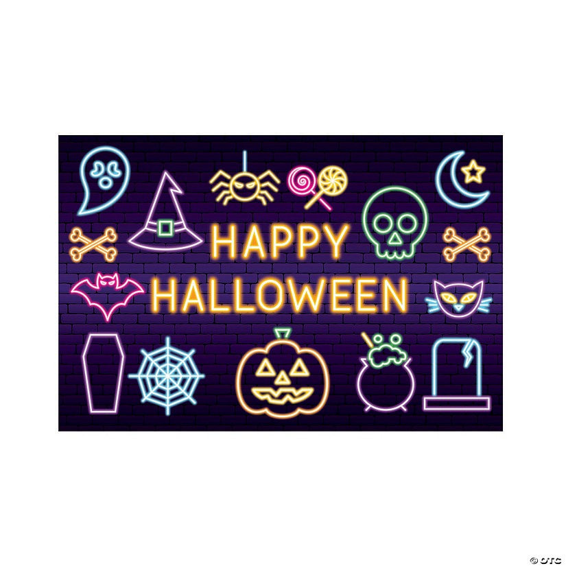 Neon Lights Backdrop Halloween Decoration - 3 Pc. Image