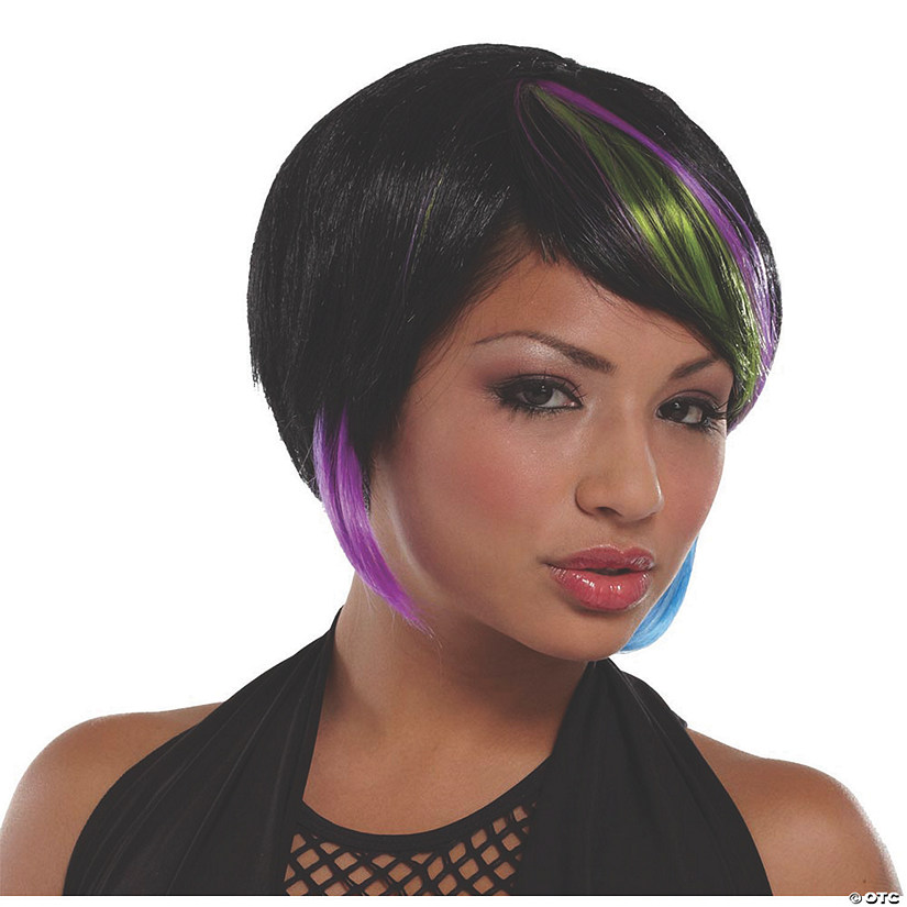 New Rave Wig Black Lime Blue Image