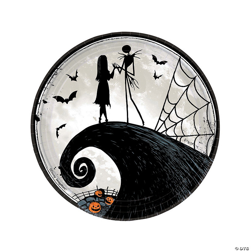 Nightmare Before Christmas Jack &amp; Sally Paper Dinner Plates - 8 Ct. Image