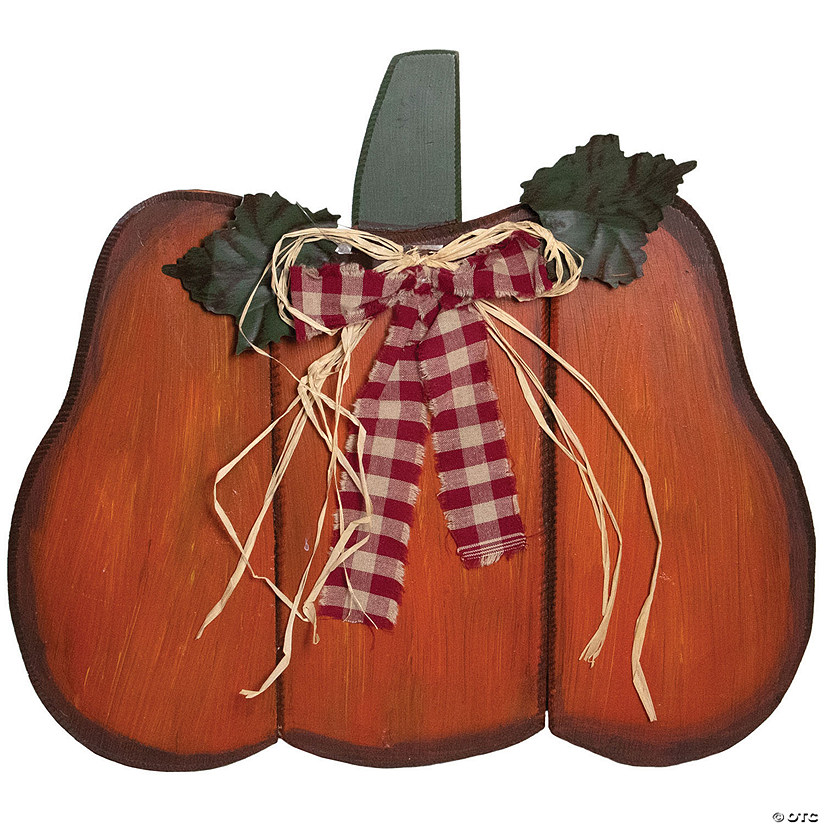 Northlight 10" Green and Orange Fall Harvest Wood Pumpkin Image