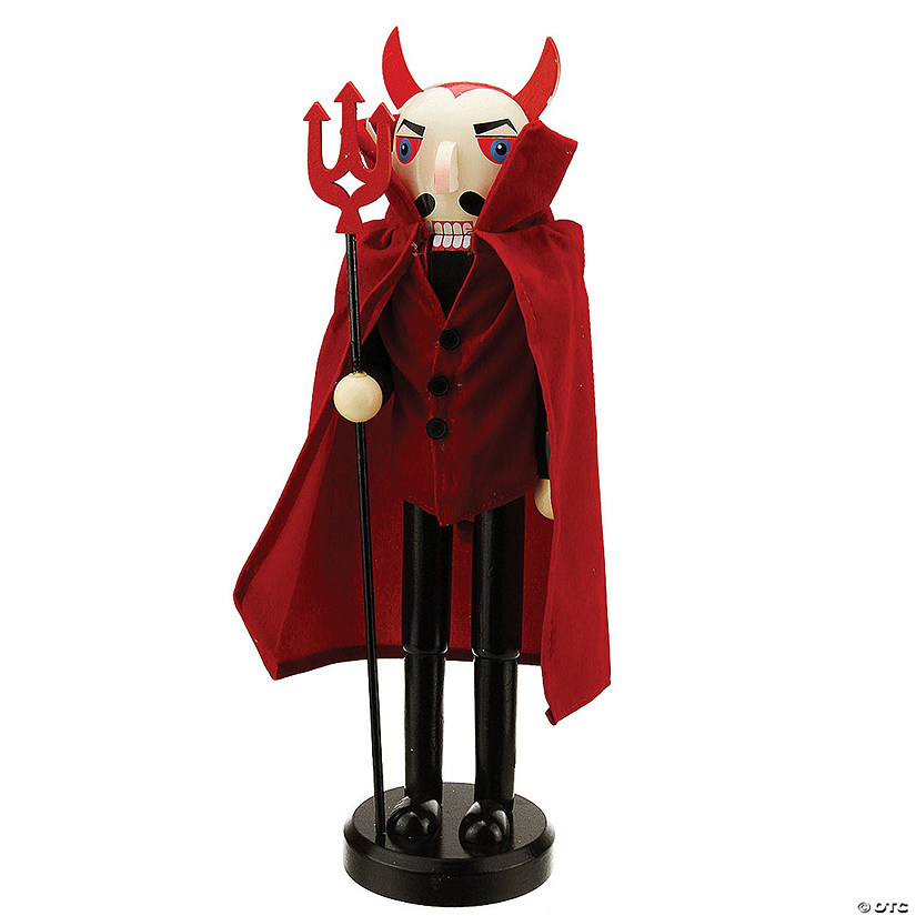 Northlight 14" Red and Black Devil Holding Pitch Fork Halloween Nutcracker Image