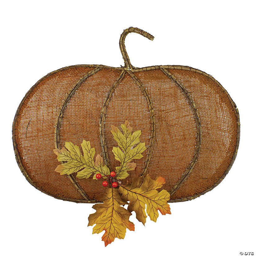 Northlight 19" Burlap Pumpkin Fall Harvest Wall Hanging Image