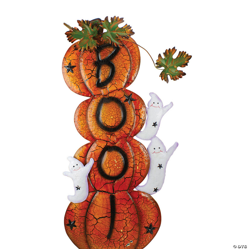 Northlight 33&quot; Orange and Black Stacked Pumpkins Outdoor Halloween Decoration Image