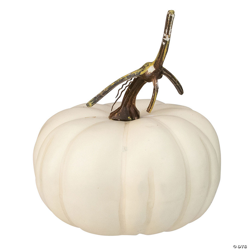 Northlight 8" Cream White Pumpkin Weighted Halloween Statue Image