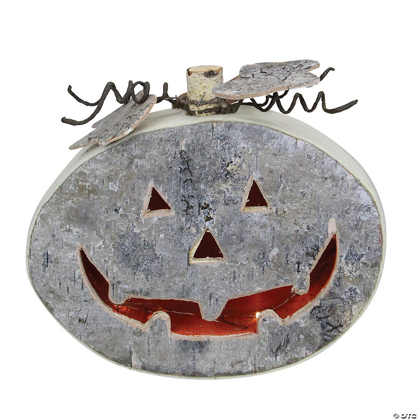 Northlight 9.25" Gray LED Battery Operated Jack-O-Lantern Halloween Table Top Decoration Image