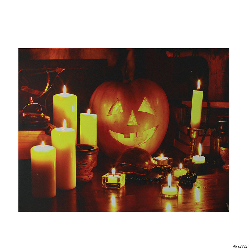 Northlight Orange and Yellow LED Lighted Witch's Jack-O'-Lantern Halloween Wall Art 15.75" x 19.5" Image