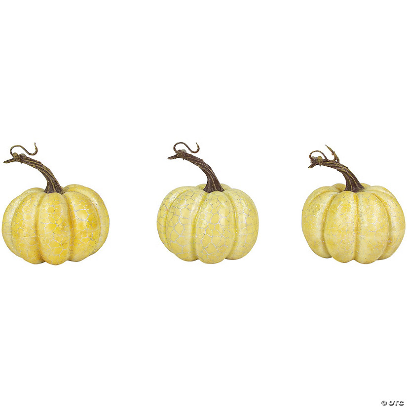 Northlight Set of 3 White Artificial Fall Harvest Pumpkins 4&quot; Image