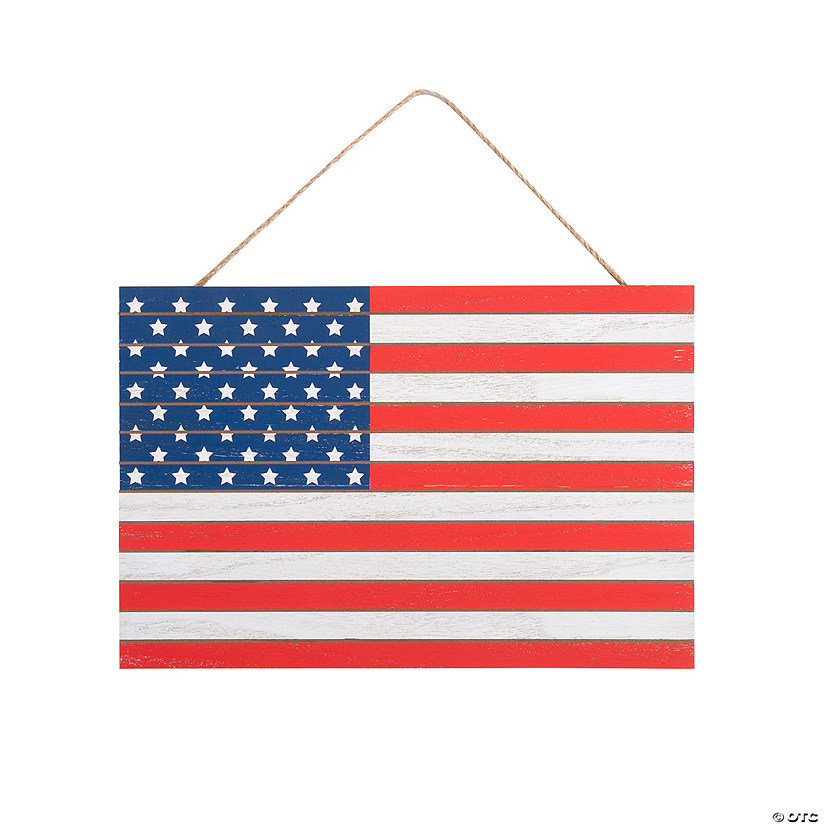 Patriotic American Flag Slat Sign Image