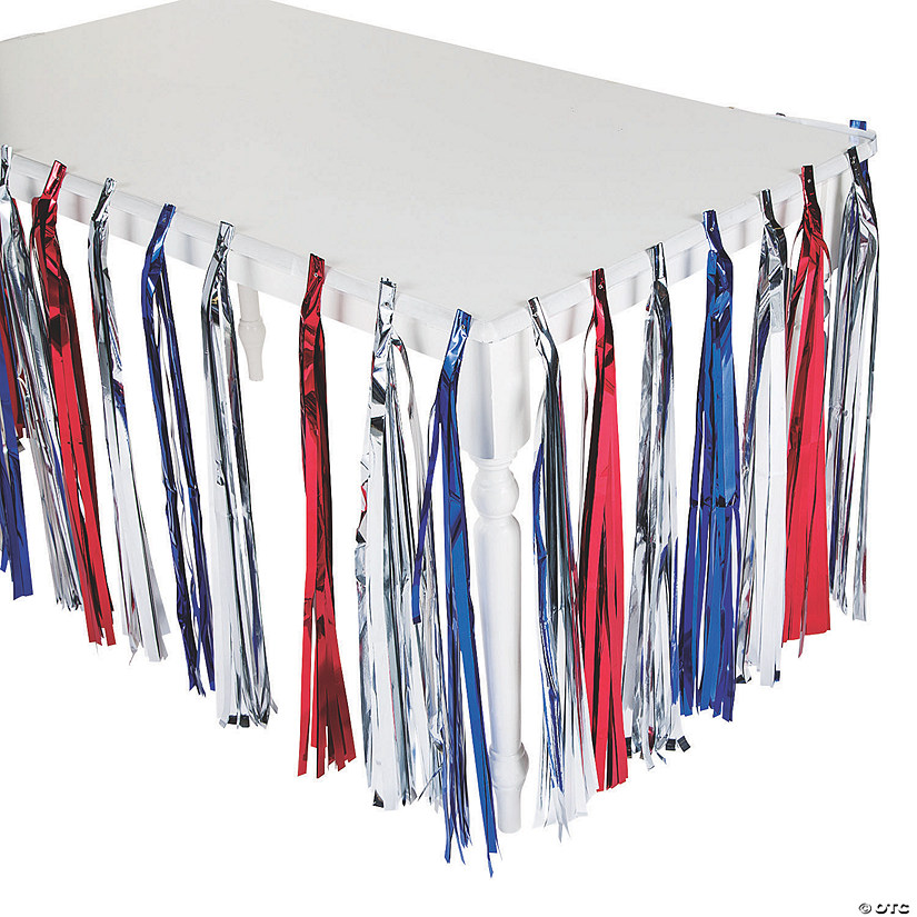 Patriotic Metallic Fringe Plastic Table Skirt Image