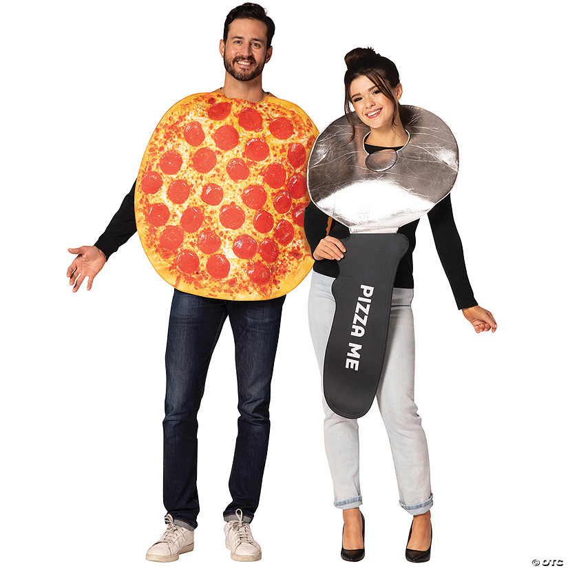 Pepperoni Pizza & Pizza Cutter Adult Couples Costume Image