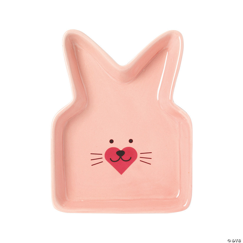 Pink Easter Bunny Ceramic Plate Image
