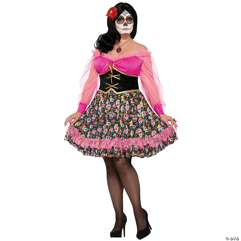 Plus Size Day Of The Dead Lady Costume Image